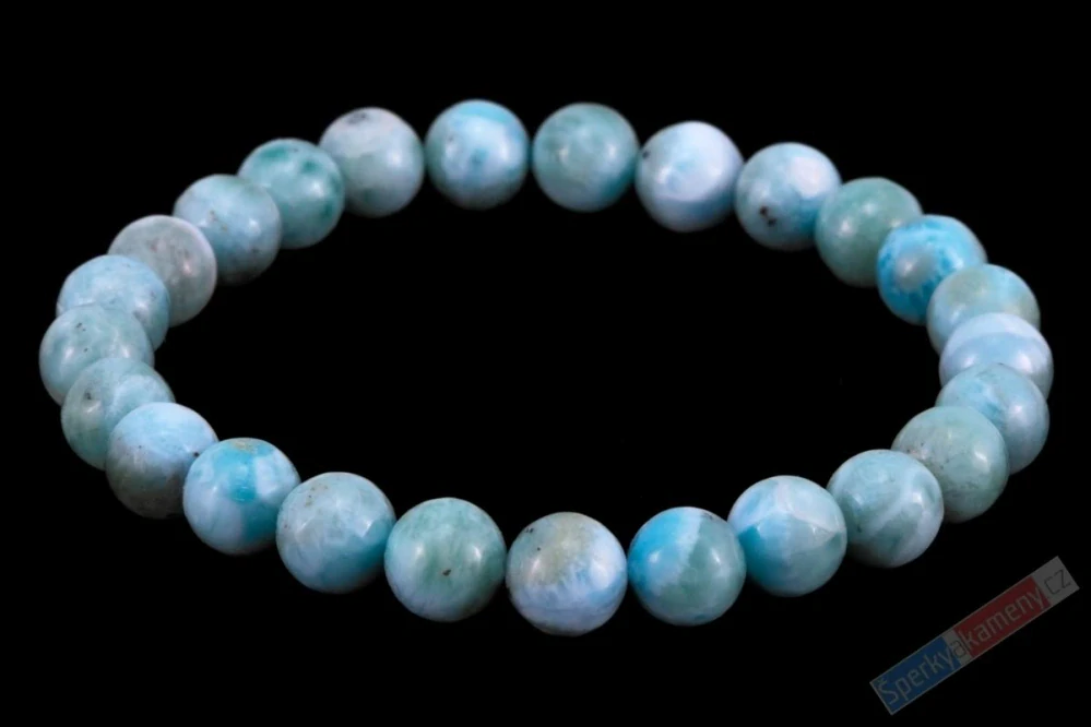 Náramek z larimaru QA, kuličky cca 7 mm, "andělé z Atlantidy VI", RARITA (LR1065NS)