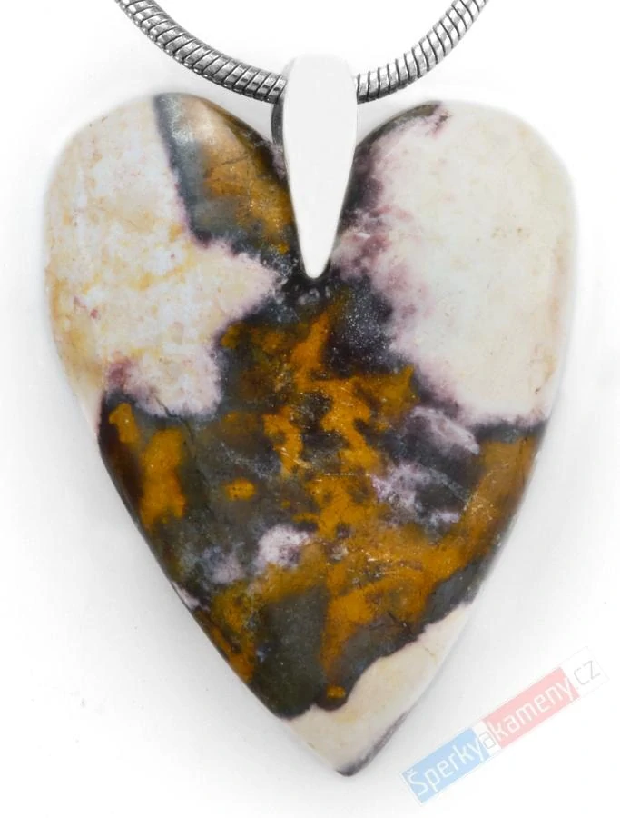 Originální přívěsek z Indian Blanket Stone QA, stříbro Ag 925/1000, srdce cca 28 x 22 mm, "životní energie" (IB2420P)