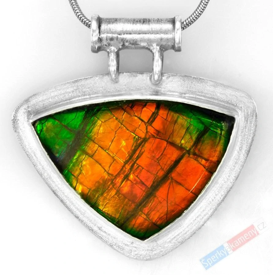 Větší stříbrný přívěsek (Ag 925/1000) s amolitem QAA, cca 30 x 40 mm, RARITA (ALM2119P)