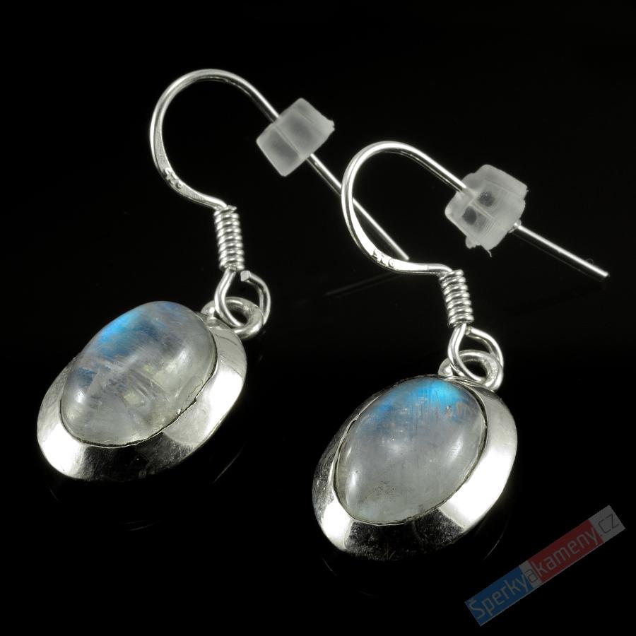 Náušnice z měsíčního kamene, cca 12 mm, stříbro Ag 925/1000 (ME351U)