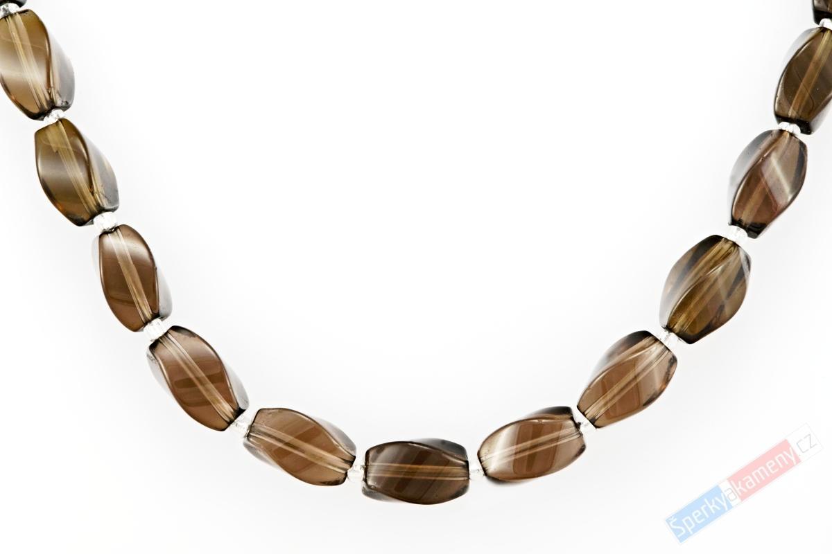 Náhrdelník z broušené záhnědy QA, stříbro Ag 925/1000, oválky cca 10 mm (ZA4521B)
