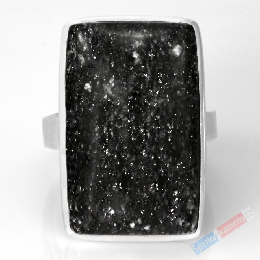Velký unisex stříbrný prsten (Ag 925/1000) s Black Sun Stone QA, vel. kamene cca 28 x 18 mm, RARITA (BSS9081R)