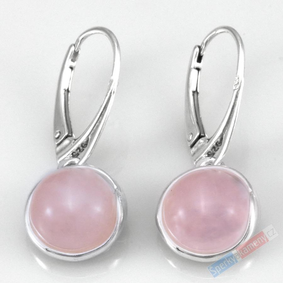 Stříbrné náušnice (Ag 925/1000) s růženínem QA, průměr cca 12 mm, "šperk pro něžnou vílu II" (R5290U)