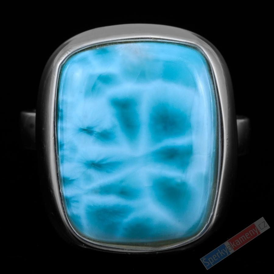 Unisex stříbrný prsten (Ag 925/1000) s larimarem QA, vel. kamene cca 21 x 18 mm, nádherná kresba a barva, VELIKOST57/58, RARITA (LR1285R)