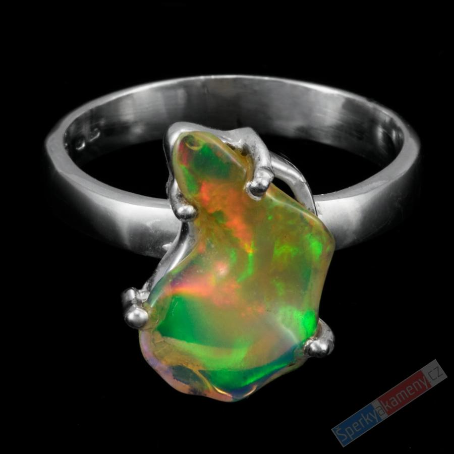 Stříbrný prsten (Ag 925/1000) s přírodním drahým opálem QAA, vel. kamene cca 16 x 12 mm, RARITA (ODR1819R)