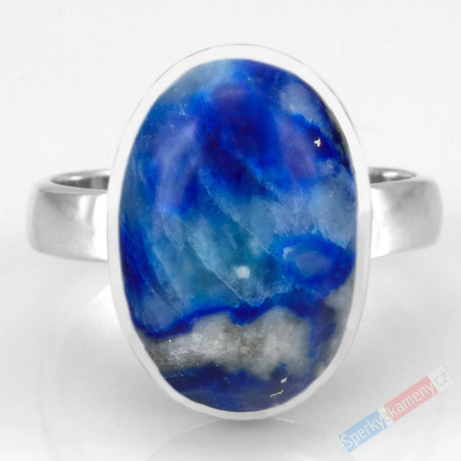 Stříbrný prsten (Ag 925/1000) s afghanitem a haüynem QA, vel. kamene cca 20 x 14 mm, "andělská energie", RARITA (AFH2117R)