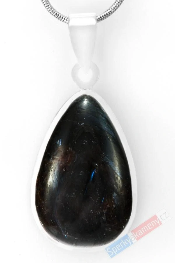 Stříbrný přívěsek (Ag 925/1000) s nummitem QA, kapka cca 29 x 19 mm, RARITA (NT5142P)