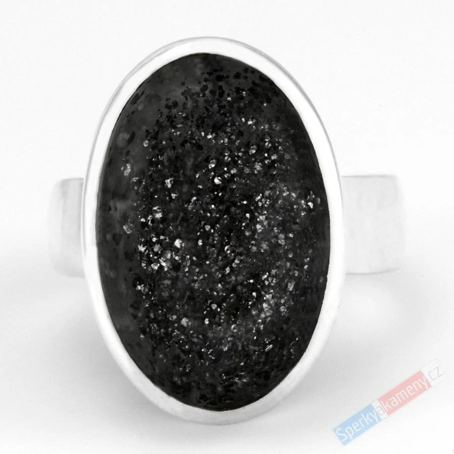 Stříbrný prsten (Ag 925/1000) s Black Sun Stone QA, vel. kamene cca 24 x 16 mm, VELIKOST 60/61, RARITA (BSS1089R)