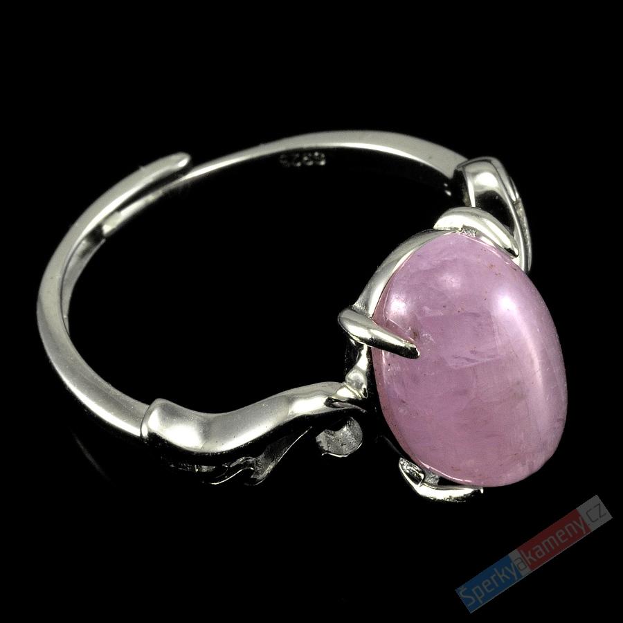 Stříbrný prsten (Ag 925/1000) s kunzitem QA (RARITA), kámen 12 mm (KT450R)
