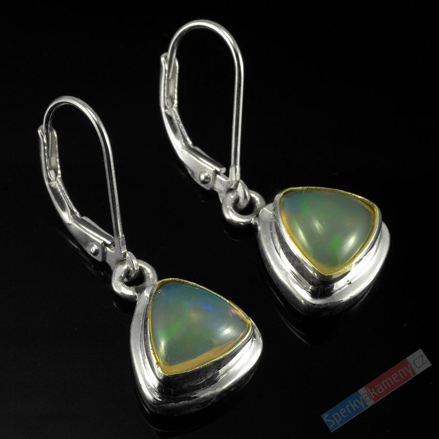 Stříbrné náušnice (Ag 925/1000) s drahým opálem QA, cca 10 mm, RARITA (ODR1050U)