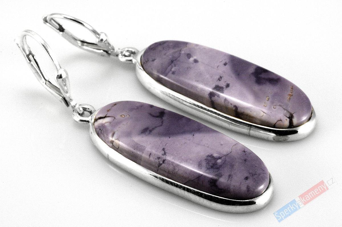 Stříbrné náušnice (Ag 925/1000) s Tiffany Stone QA, cca 30 mm, RARITA (TF1050U)