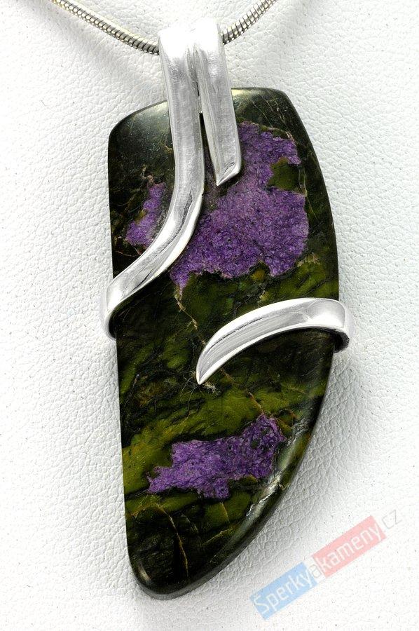 Přívěšek z purpuritu QA, stříbro Ag 925/1000, vel. 48 mm, RARITA (PU1300P)