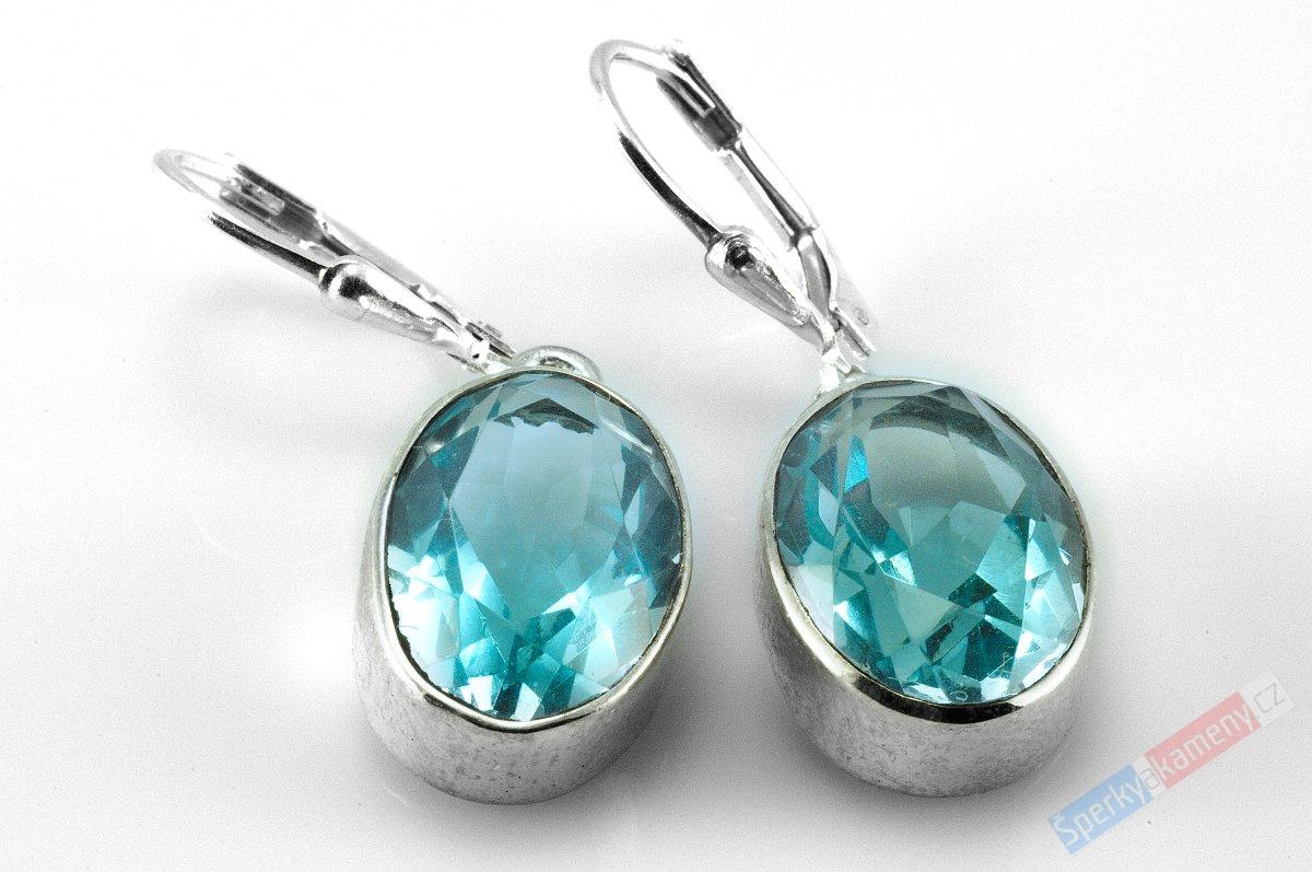 Stříbrné náušnice (Ag 925/1000) s topazy QA, ovály 15 x 10 mm (TP801U)