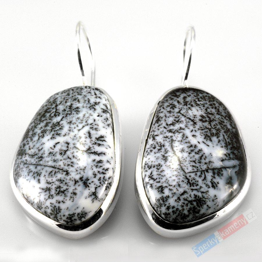 Stříbrné náušnice (Ag 925/1000) s merlinitem QA, 23 mm, RARITA (OD702U)
