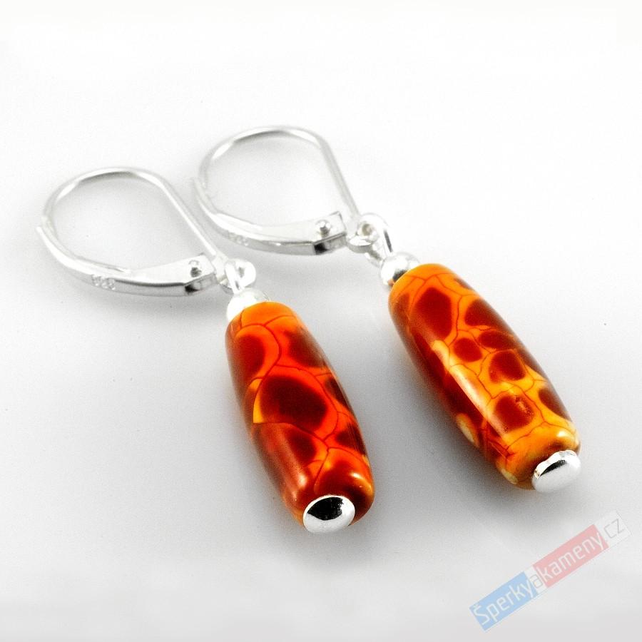 Náušnice z ohnivého achátu QA, 5x17 mm, stříbro Ag 925/1000, RARITA (ACHO171U)