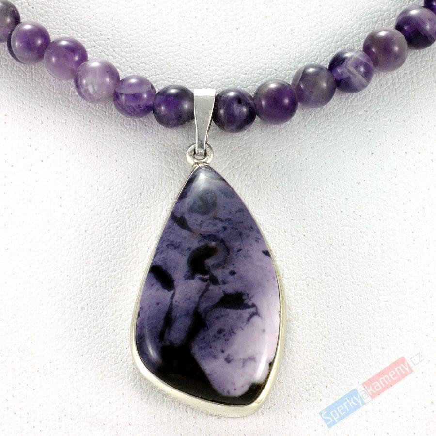 Náhrdelník z ametystu s přívěškem z Tiffany Stone QA, stříbro Ag 925/1000, RARITA (TF1150S)