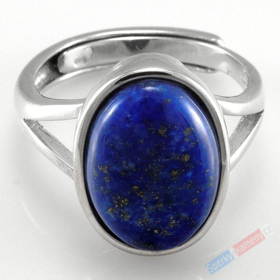 Stříbrný prsten (Ag 925/1000) s lapisem lazuli QA, velikost kamene cca 16 mm (LL451R)