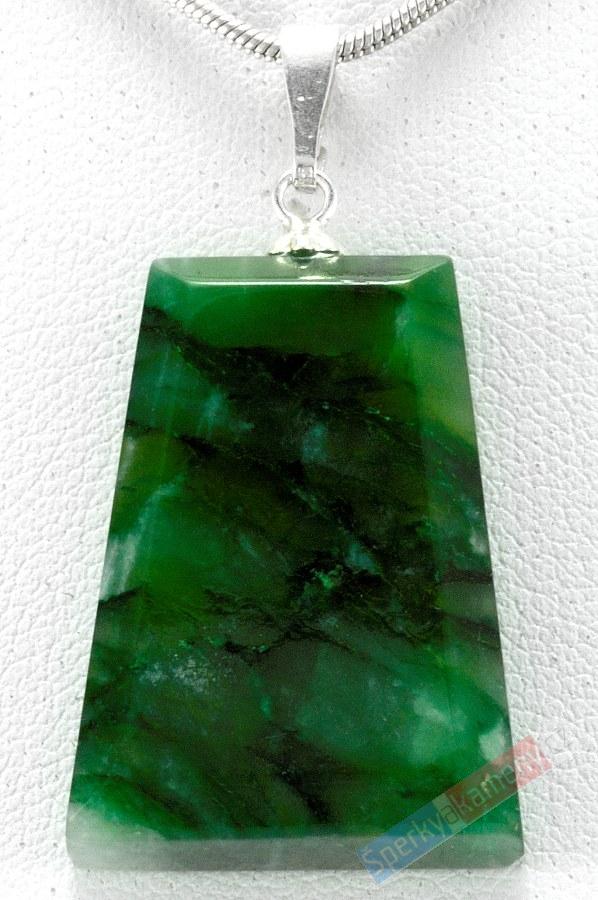 Unisex přívěšek z nefritu QA, originální tvar cca 22 x 17 mm, stříbro Ag 925/1000 "vládce nebes VI" (NE800P)