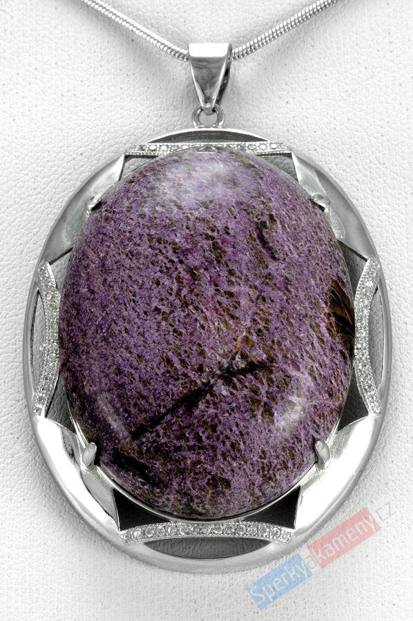 Stříbrný přívěsek (Ag 925/1000) se stichtitem QA, ovál cca 48 mm, RARITA (SCH1403P)