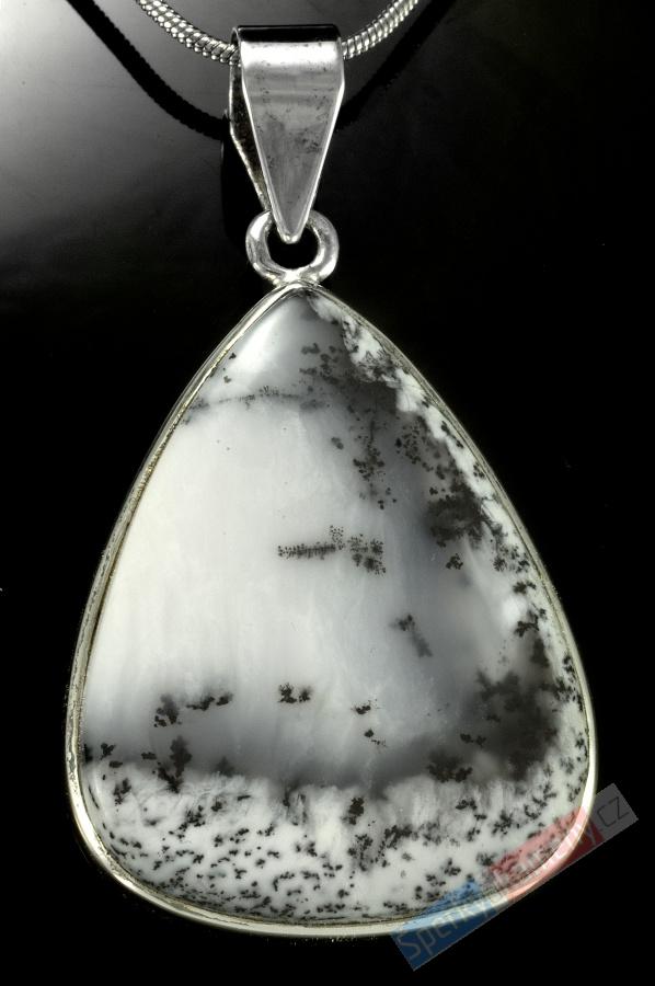 Stříbrný přívěšek (Ag 925/1000) s merlinitem QA, kapka cca 38 mm, RARITA (OD702P)