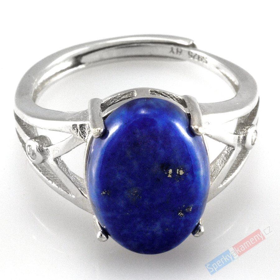 Stříbrný prsten (Ag 925/1000) s lapisem lazuli QA, vel. kamene cca 14 mm (LL453R)