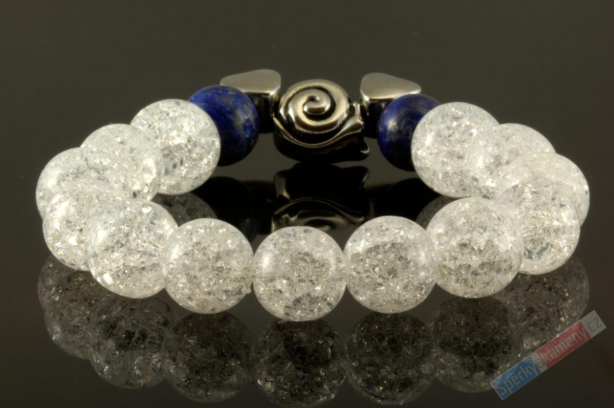 Náramek z křišťálu a lapisu lazuli "láska života" (KR180NS)