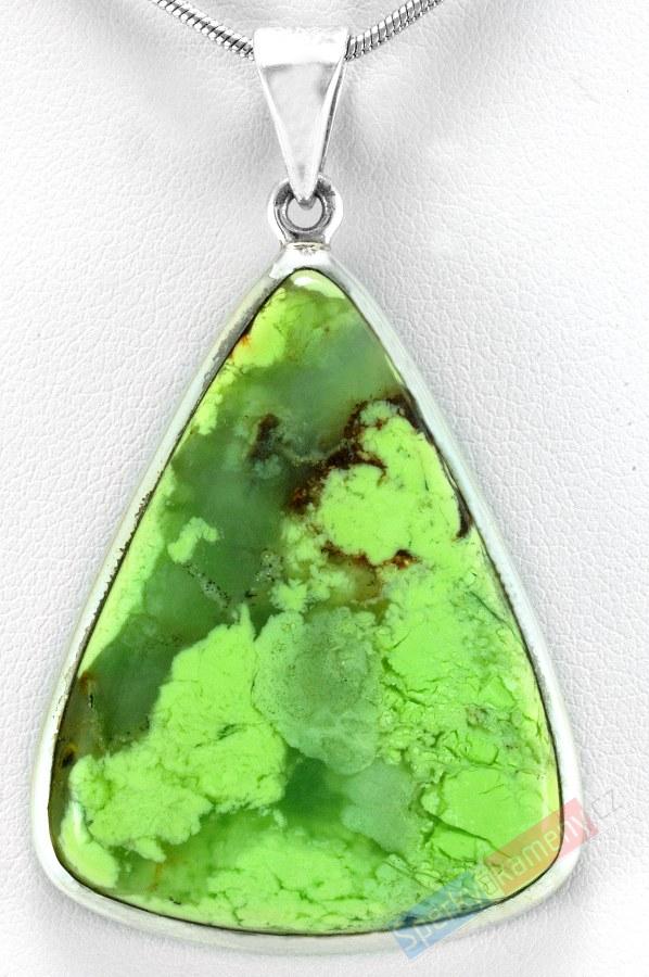 Stříbrný přívěšek (Ag 925/1000) s lemon chryzoprasem QAA, cca 40 x 30 mm, RARITA (CHRL1051P)