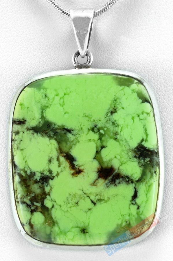 Stříbrný přívěšek (Ag 925/1000) s lemon chryzoprasem QAA, cca 37 x 31 mm, RARITA (CHRL1050P)