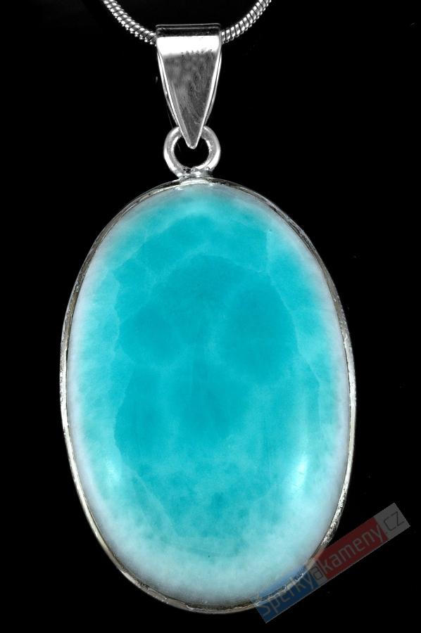 Stříbrný přívěšek (Ag 925/1000) s hemimorfitem QAA, ovál cca 39 mm, RARITA (HM1751P)