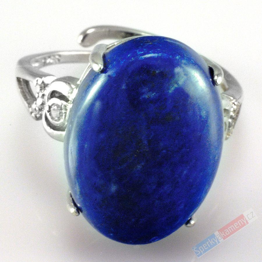 Stříbrný prsten (Ag 925/1000) s lapisem lazuli QA, vel. kamene cca 18 mm (LL601R)