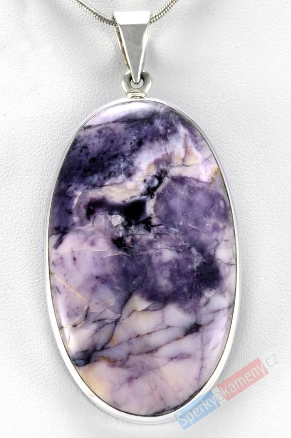 Stříbrný přívěšek (Ag 925/1000) s Tiffany Stone QA, cca 51 mm, RARITA (TF1601P)