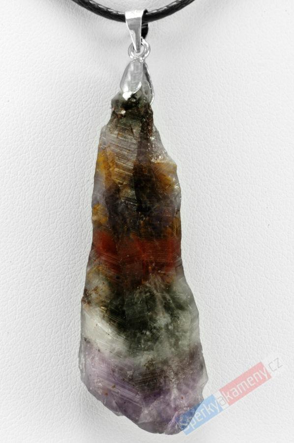 Originální unisex náhrdelník s přírodním surovým kakoxenem QA, přívěsek cca 50 x 17 mm, RARITA (KK2500S)