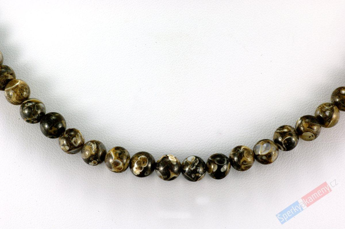 Unisex náhrdelník z turritelly QA, kuličky cca 6 mm (TR250S)