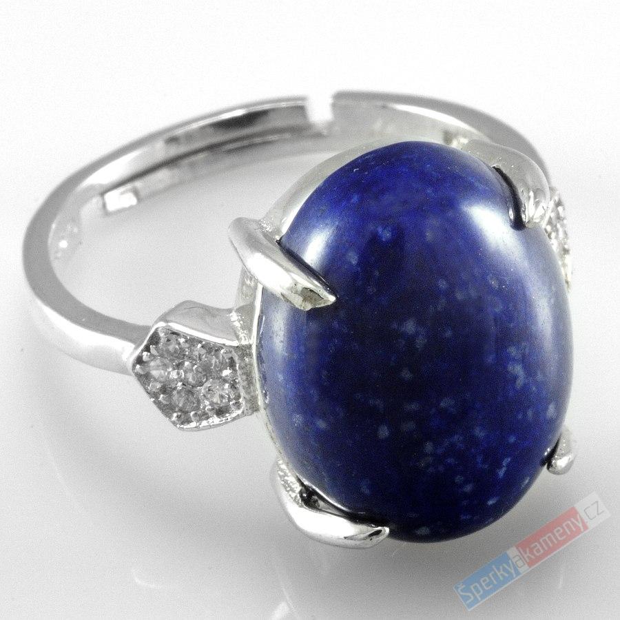 Stříbrný prsten (Ag 925/1000) s lapisem lazuli QA, vel. kamene cca 16 mm (LL454R)