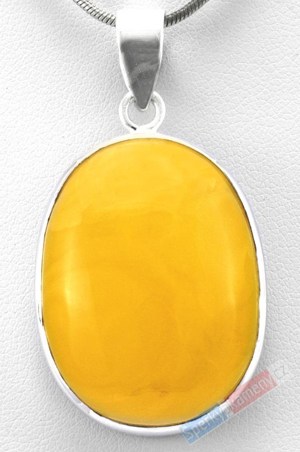 Stříbrný přívěšek (Ag 925/1000) s pravým jantarem QA, ovál cca 32 x 24 mm (JA631P)