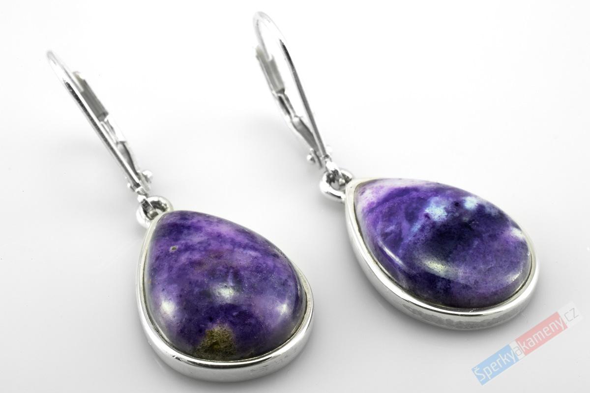 Stříbrné náušnice (Ag 925/1000) s Tiffany Stone QA, kapky cca 17 mm, RARITA (TF7001U)