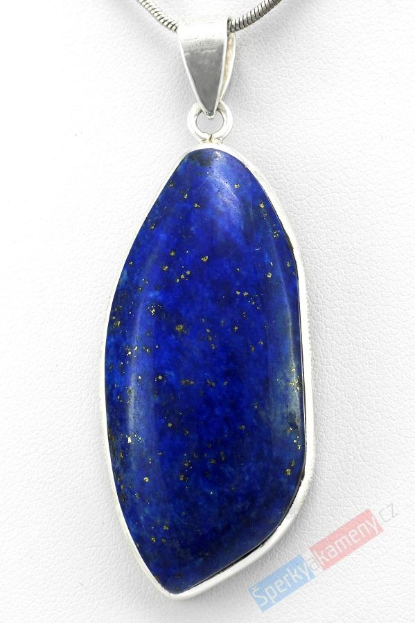 Stříbrný přívěšek (Ag 925/1000) s lapisem lazuli QAA, cca 48 x 23 mm (LL911P)