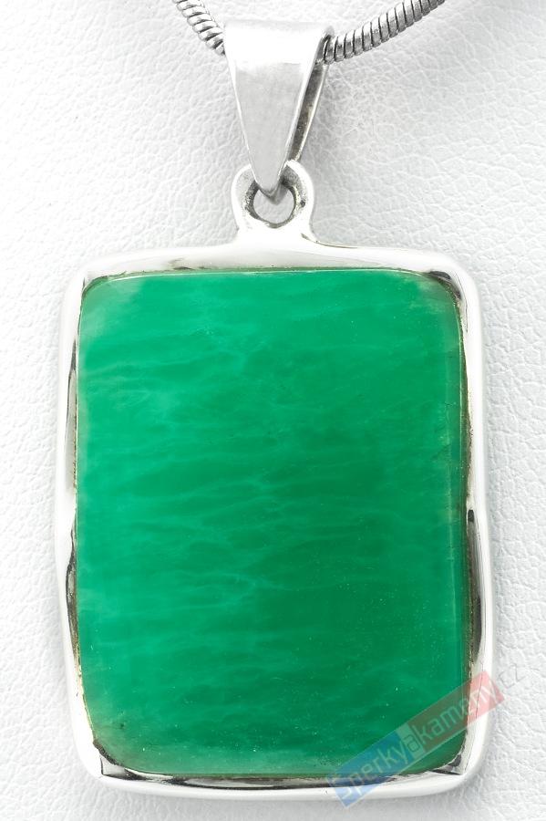 Unisex stříbrný přívěšek (Ag 925/1000) s chryzoprasem QAA, cca 29 x 22 mm, RARITA (CHR1210P)