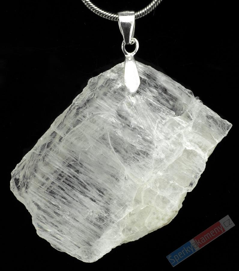 Unisex přívěšek z petalitu, krystal cca 35 x 26 mm, stříbro Ag 925/1000, RARITA (PL2420P)