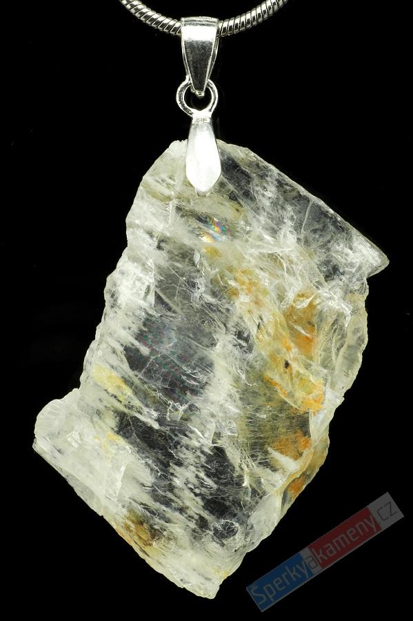 Unisex přívěšek z petalitu, krystal cca 36 x 21 mm, stříbro Ag 925/1000, RARITA (PL3031P)