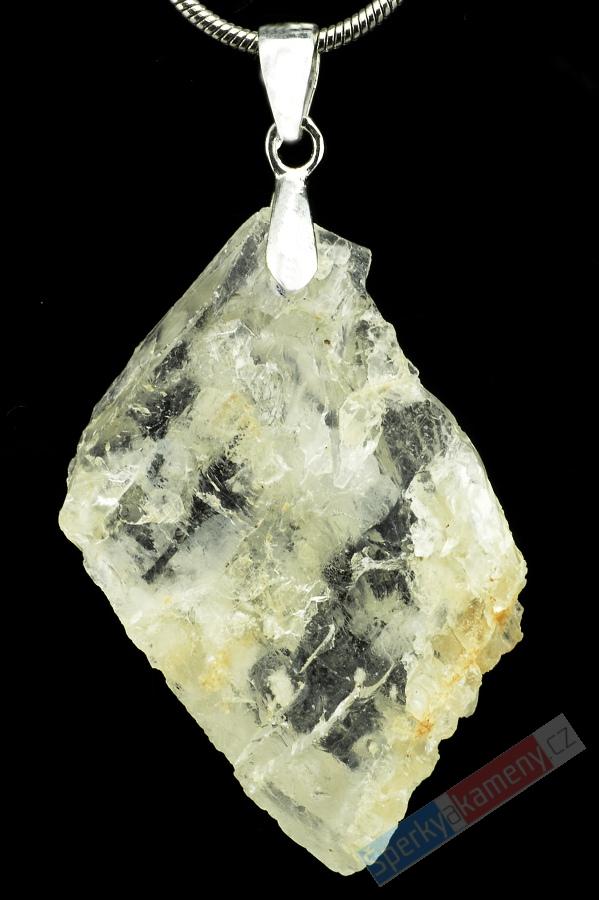 Unisex přívěšek z petalitu, krystal cca 35 x 24 mm, stříbro Ag 925/1000, RARITA (PL3032P)
