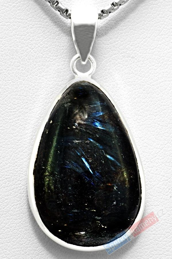 Stříbrný přívěšek (Ag 925/1000) s nummitem QA, kapka cca 33 mm, RARITA (NT6054P)