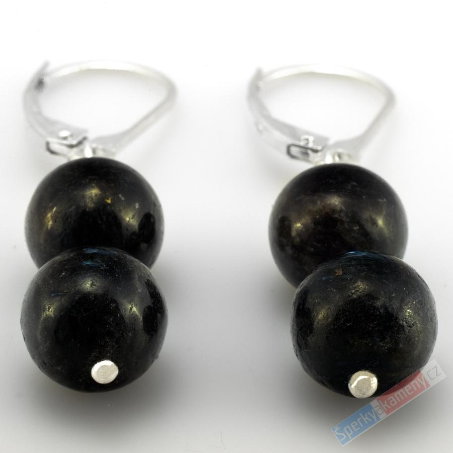 Náušnice z nummitu QA, závěs ze dvou kuliček cca 18 mm, stříbro Ag 925/1000, RARITA (NT170U)