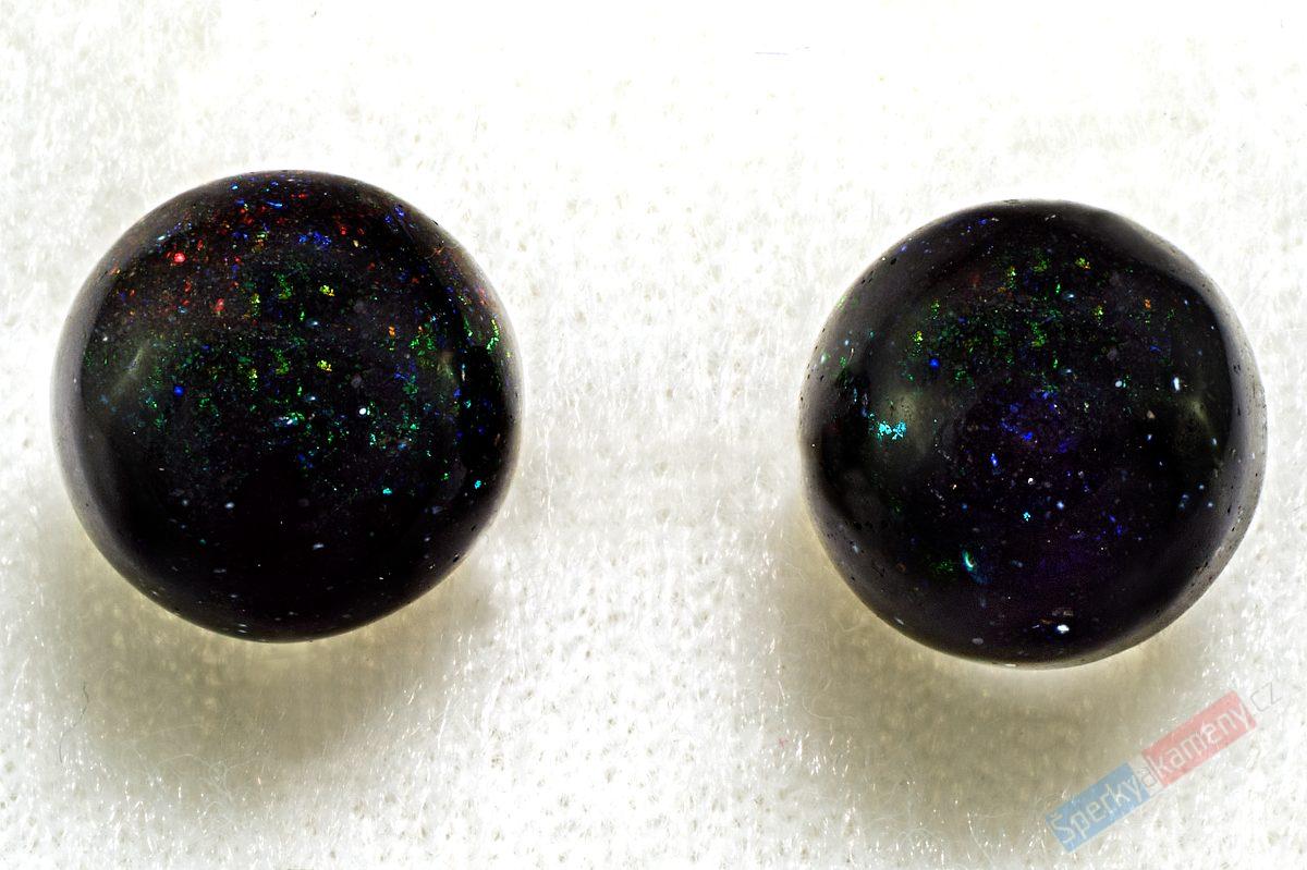 Náušnice - puzetky z drahého černého opálu QA, prům. kamene cca 10 mm, stříbro Ag 925/1000, RARITA (ODC3940U)