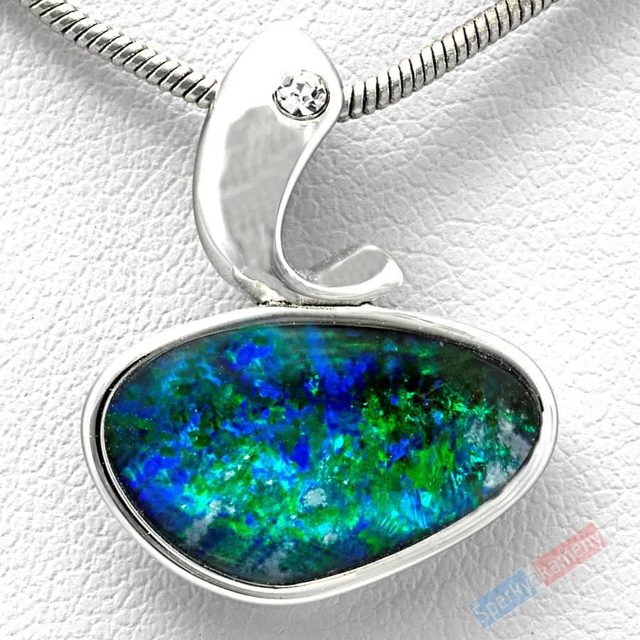 Stříbrný přívěšek (Ag 925/1000) s drahým opálem QAA, cca 12 x 18 mm, RARITA (ODR1281P)