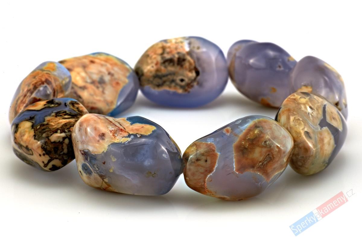 Náramek z fialového chalcedonu v opálu, velké valouny cca 20 - 24 mm, RARITA (CHO3520NS)