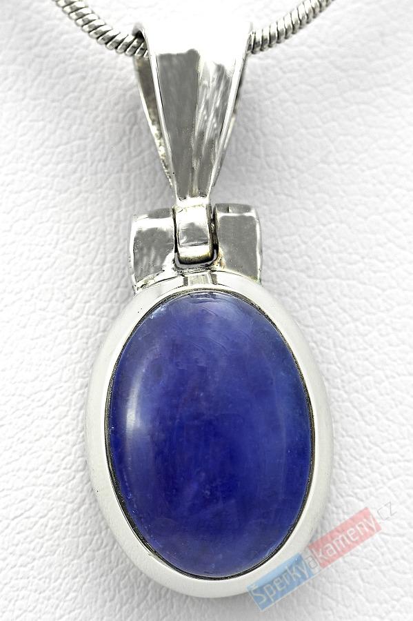 Stříbrný přívěšek (Ag 925/1000) s tanzanitem QAA, ovál cca 18 x 14 mm, RARITA (TZ1513P)