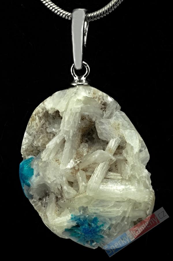 Unisex přívěšek z cavansitu, krystal cca 26 x 21 mm, stříbro Ag 925/1000 "nebeský posel", RARITA (CV3033P)