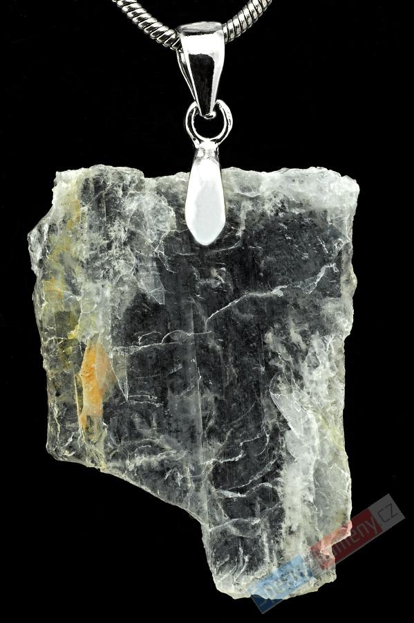 Unisex přívěšek z petalitu, krystal cca 28 x 21 mm, stříbro Ag 925/1000, RARITA (PL2426P)
