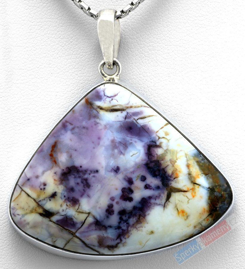 Stříbrný přívěšek (Ag 925/1000) s Tiffany Stone QAA, široká kapka cca 36 x 45 mm, RARITA (TF1513P)